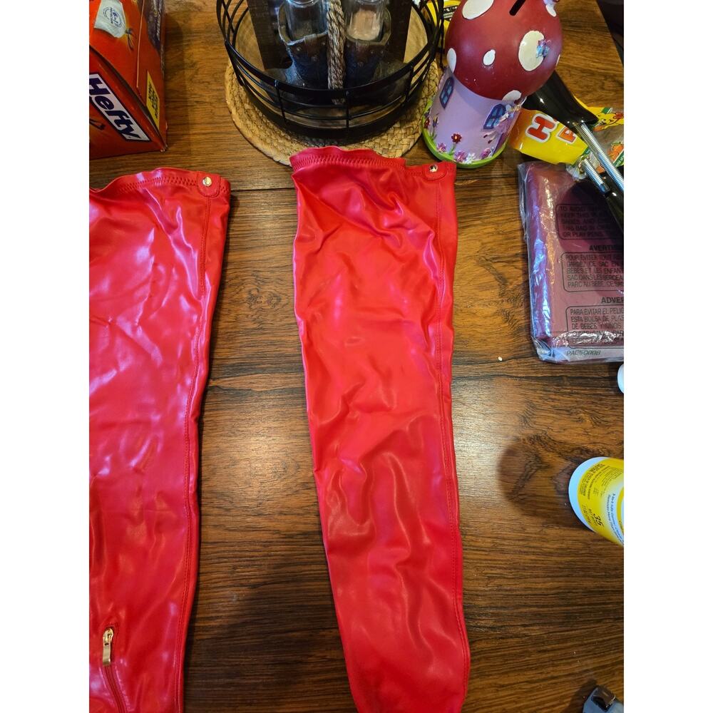 Azalea Wang Red Over Knees Boots Women's Size 8 - Picture 10 of 16